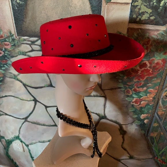 Ladies Red Western Hat - Picture 5 of 7